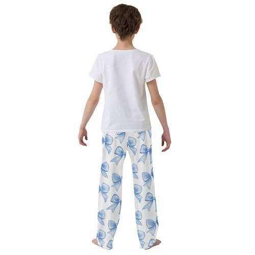 Pajama Bottoms, Blue Ribbon Bow Pajamas Pant Sleep Long Pants Watercolor Lounge Wear Sleepwear Pjs3