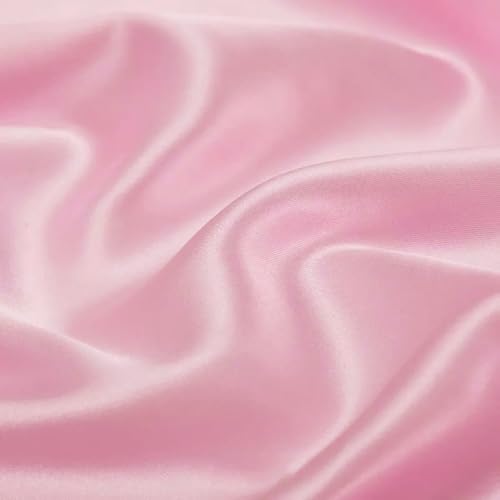 Tissu en satin de 2 m x 150 cm - Tissu à coudre - Vendu au mètre - Tissu d'ameublement uni - Pour vêtements de mode, cadeau, artisanat, décoration - Rose...