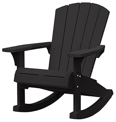 Keter Adirondack Rocker Resin Outdoor Furniture Patio Chair -Perfect for Porch, Pool, and Fire Pit Seating, Dark Grey