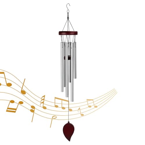 70 cm Windspiele für Draußen Hängend, Windspiele für Draußen, Alu-Röhren Windspiel, Chimes Metall Wind,Windspiel Metall, Hof, Terrasse und Heimdekoration, Rot,Butyeak