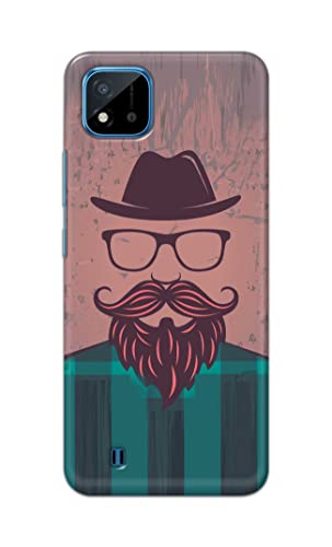 Image of PRINTFIDAA Man Icon with Beard Shirt Hipster Printed Designer Hard Case for Realme C20, Realme C11 (2021) Back Cover -(e) RPM1001