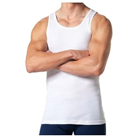 100% Ribbed Cotton 3 Pack of Men’s Vests Regular fit Tank Tops Sleeveless, Super Absorbent, Undershirts, Breathable Soft & Comfortable, Itch Free labels, Shrinkage Control (L, White) Cover