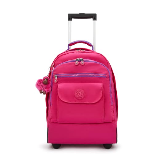 Kipling Mochila feminina Sanaa com rodinhas, Rosa azalea, 12.5''L x 18.5''H x 10.75''D, Kipling Mochila feminina Sanaa com rodinhas