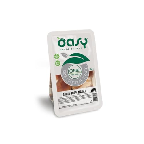 Oasy snack per cani cuccioli e adulti 100% MAIALE grainfree monoprotein | 3 confezioni da 80 grammi l'una.