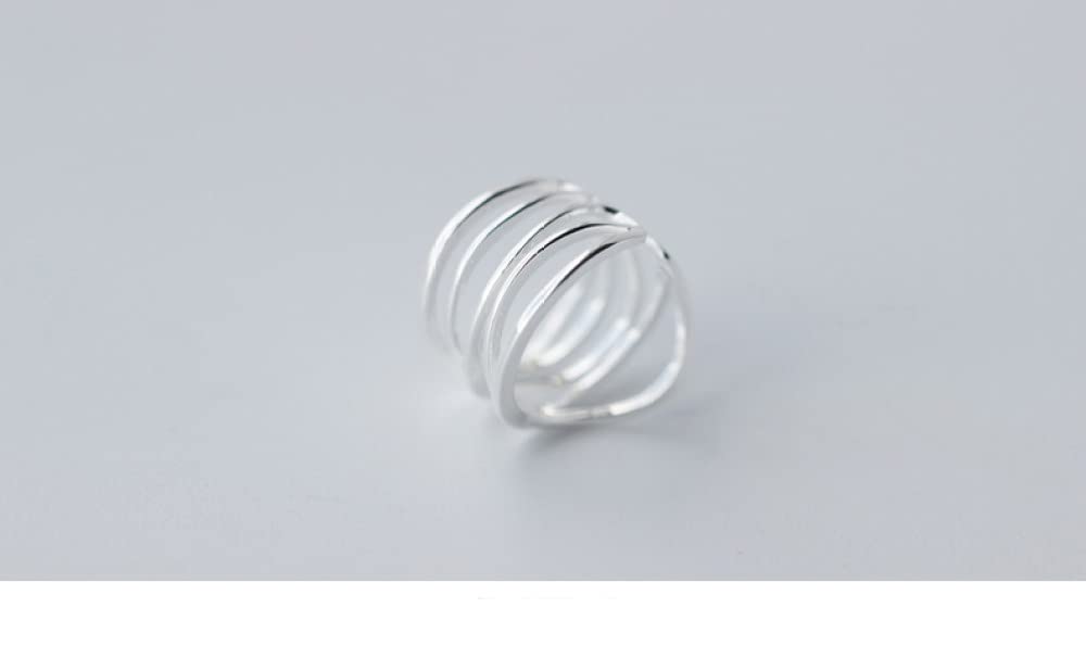 Anelli D'Argento,S925 Linee Multistrato In Argento Sterling Anello Anelli Regolabili Minimalista Anello Aperto Argento Pollice Anello Eternità Anello Fascino Di Nozze Gioielli Regali Per Uomini Rag