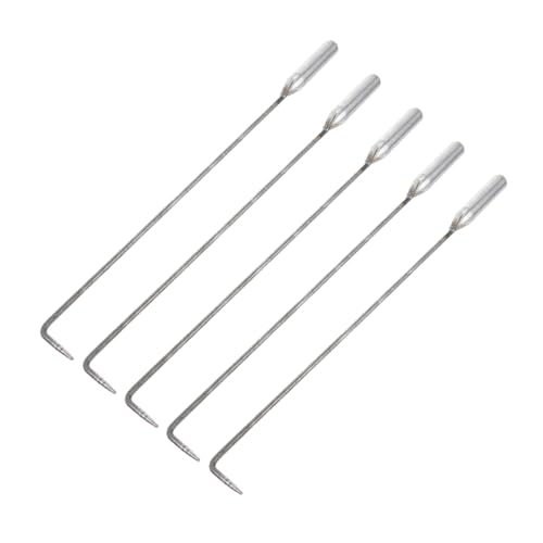 Abaodam 5 Piezas Gancho para Barbacoa Póquer con Pozo De Al Aire Libre Leños para Fogatas Al Aire Libre Pinzas para Chimenea Rastrillo De Chimenea Pinzas De Póker Plata Acero