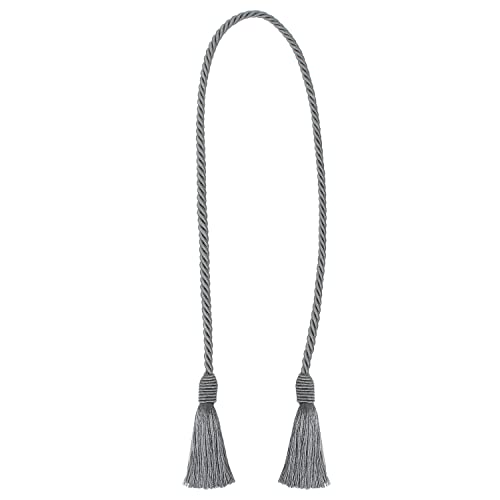 Image of 4 Pack Curtain Tiebacks Handmade Decorative Curtain Holdbacks Rope with Tassel - Gray