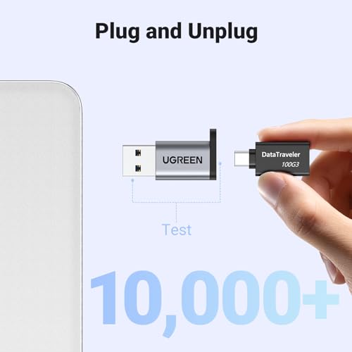 UGREEN 10Gbps USB C to USB A Adapter Type A Male to C Female Adaptor Fast Charge and Data Transfer Converter Compatible with iPhone 17/16/15 Pro Max MacBook iPad Air AirPods Galaxy S25 Pixel 9 Grey