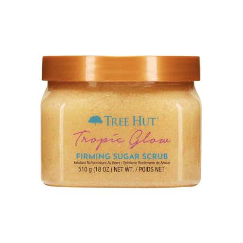 Tree Hut Tropic Glow Shea Sugar Scrub, Exfoliating & Hydrating Body Scrub with Shea Butter, Radiant Glow, Warm Scent, 18 oz