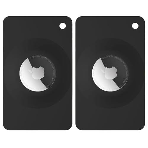 heqxwl 2 Pcs Black Airtag Wallet Holder, Slim Thin Airtag Wallet Card, Credit Card Size Wallet Case Holder for AirTag for Purse, Handbag, Clutch, Wristlet