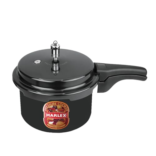 Image of Marlex Maestro Hard Anodized Aluminium Pressure Cooker with Outer Lid - 7.5 Litres | Black Sturdy Body with Safety Valve | Gas Stove Compatible | ISI Certified | 5-Year Warranty