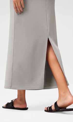Image of ODODOS Modal Soft Maxi Skirt for Women, Back Slit High Waist Casual Long Pencil Skirts