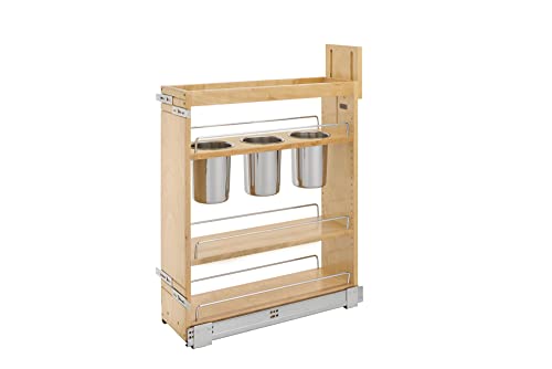 Rev-A-Shelf Wood Base Cabinet Utility Pull Out Organizer w/Soft Close, Natural Maple