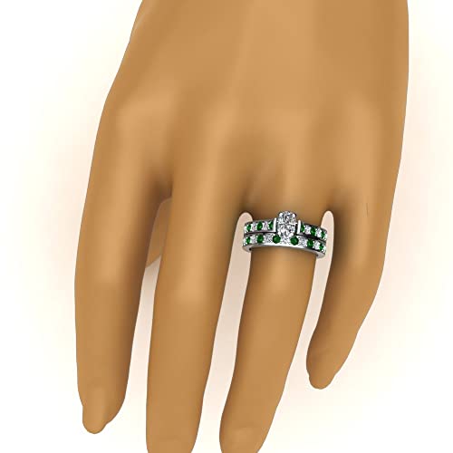 Choose Your Gemstone Cathedral Pave Diamond CZ Bridal Set 925 Sterling Silver Cushion Shape Wedding Ring Sets Minimal Modern Design Birthday Gift Wedding Gift US Size 4 to 124