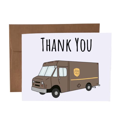 Thank You Note | UPS Delivery Driver | Greeting Card Blank Inside with Kraft Envelope