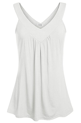 Ninedaily Women Summer Tops and Blouses, Flowy Losse Fit Basic Camisole Tank Top White Tunic Tops for Leggings for Women Size Large