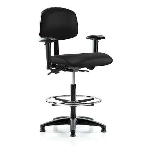 Image of Perch Task Chair with Foot Ring, Glides, 25 inch-34.5 inch, Black Vinyl