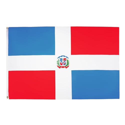 AZ FLAG - Drapeau République Dominicaine - 150x90 cm - Polyester léger - Drapeau Dominicain Avec Oeillets Métalliques Intégrés - 80g