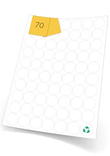 A4Labels White Eco-Friendly Biodegradable Labels for Laser and Inkjet Printers, 70 Round Paper Labels Per A4 Sheet, 100 Sheets of 25mm, 7,000 Compostable Labels โ image 1