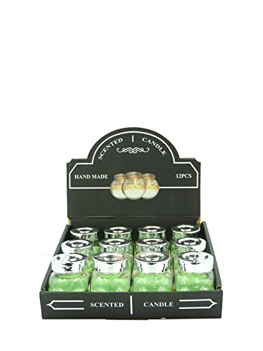 Scented Jar Candle (Set of 12 PCs) Handmade Perfumed Candle for Decoration, Events, Relaxing, Bedroom, Home Decor, Gift Box Mini Glass Jar Scented Candles with Fragrance, Green