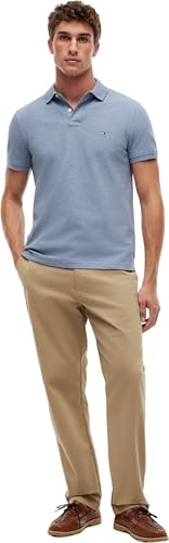 Tommy Hilfiger Herren Poloshirt Kurzarm 1985 Regular Fit, Blau (Brisk Blue Heather), XS – Ansicht 4