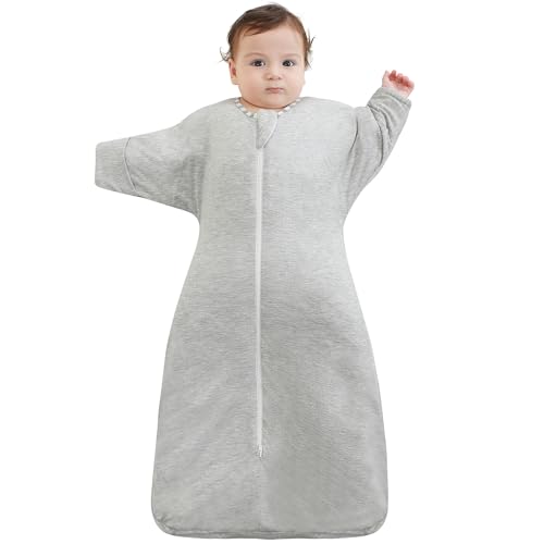 Image of Aomloge PuppyPaws Baby Sleep Sack 1.5 TOG, Transitional Swaddle with Arms Up Length Sleeves and Mitten Cuffs, Sleep Sack 0-3 Months, Wearable Blanket Baby, 95% Rayon derived from Bamboo, 5% Spandex