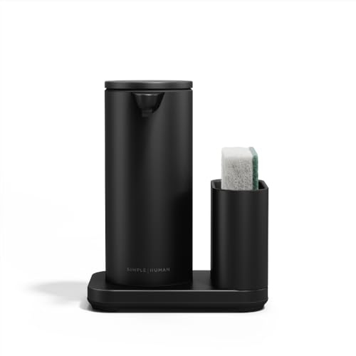 Image of simplehuman Liquid Sensor Pump with Caddy, 9 oz Automatic Soap Dispenser for Kitchen and Bathroom, Touchless Motion Sensor, Variable Dispense, Rechargeable, High-Grade Matte Black Steel