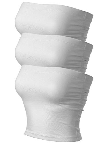 Image of MixMatchy Women's 3 Pack Tube Top Built-in Bra Strapless Ruched Bandeau