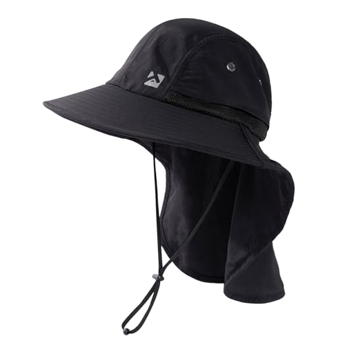 Image of Oversized XL XXL Mens Sun Hat Big Head Neck Flap Shade Waterproof UPF50+ Wide Brim Hat Fishing Safari Hiking