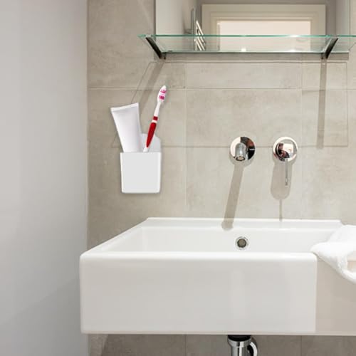 CYXZMYA 2er Set Fernbedienungs-Halterung weiß, Wandorganizer-Box mit Deckel – Aufbewahrungsbox für Fernbedienung, Stifte & Schlüssel (Wandmontiert für Zuhause/Büro)