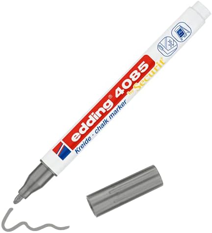 edding 4085 chalk marker - white - 1 chalk pen - round tip 1-2 mm - fine-tipped wet wipe pen for chalkboards, windows, glass, mirrors - liquid chalk marker pens for opaque coverage