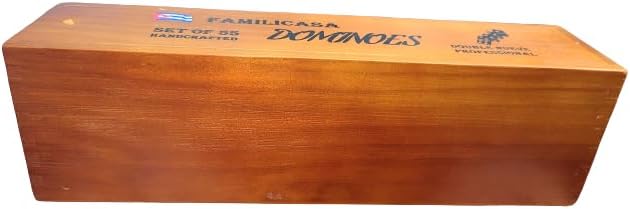 Double Nine - Juego de dominó de alto brillo que incluye 55 dominó, color rojo con caja de madera natural