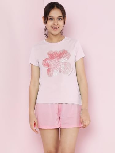 Li'l Tomatoes Girl's Cotton Typography Night Suits Pack of 2 (GGNS-S25-1719_Pink_34 13-14 Years) - Image 2 thumbnail