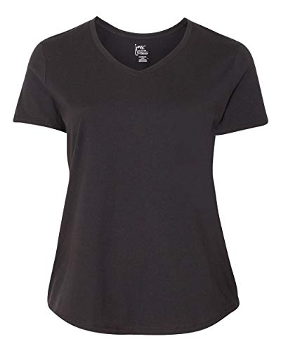 Hanes Womens Short Sleeve V-Neck Tee (JMS30) Black XL