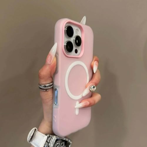 Chargement sans fil magnétique coque iPhone 14 Plus souple transparente antichoc rose clair