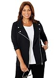 Catherines Women's Plus Size Suprema Studio Moto Jacket - 3X, Black