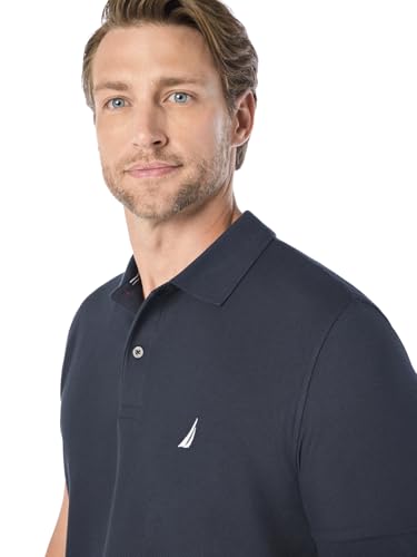 Nautica Mens Classic Short-Sleeve Solid T- Polo Shirts, Navy, Large US - image 3