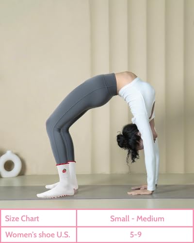 Image of 3 Pairs Pilates Socks with Grips for Women Non Slip Grip Ruffle Yoga Ankle Grippy Socks