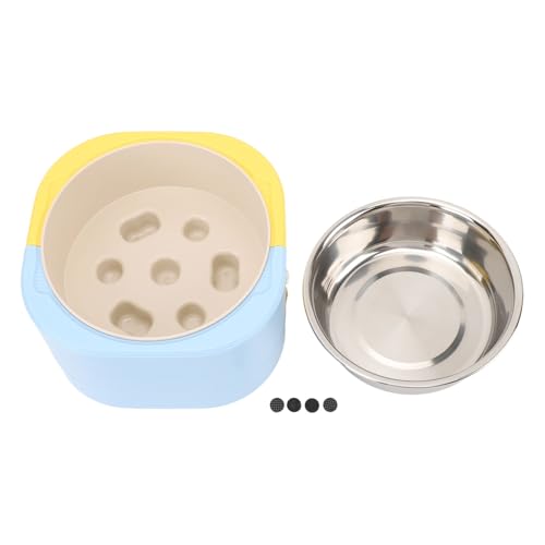 Adjustable Pet Bowl,Pet Feeding Elevated Bowl for Food and Water, Non Slip Tall Feeder Bowl, Raised Bowl for Small Medium Large Dog Breeds (Blue and Yellow)