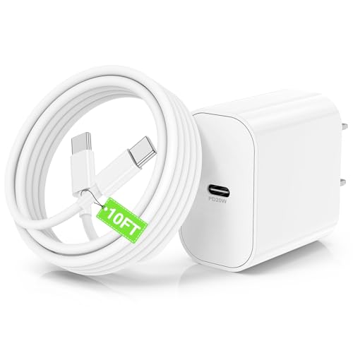for iPhone 17 16 15 Charger Fast Charging and 10ft Type C to C Cable Cord Long, USB C Charger Block Plug for Apple iPhone 17 Pro Max/17 Pro/16 Pro Max/16 Air/15 Pro/15 Plus/15/iPad/Mini/Cube Brick Box