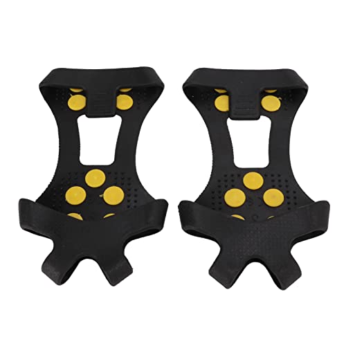 Hidyliu 1 par de Tacos Antideslizantes para Hielo y Nieve, 10 Tachuelas, Crampones de Goma con Púas de Acero Inoxidable para Botas, Zapatos, Caminar, Escalar, Palear Nieve (S)