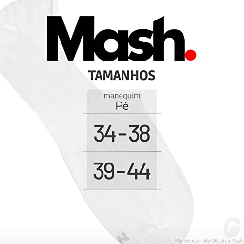 Kit 06 Pares Meias Sapatilha Super Invisível Mash Silicone Interno no Calcanhar | Branco | 39-44 | 2