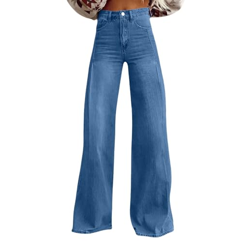 Palazzo Jeans for Women with Pockets High Waist Strength Casual Jeans Wide Leg Baggy Flare Popular Color Denim Pants2