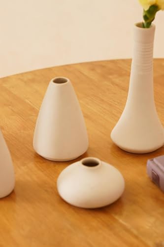Image of PUREZENTO White Japanese Ikebana Vase - Set of 6 | Unique Geometric Shapes Vase for Decor Centerpiece & Showpiece | Decorative Vases for Home, Living Room, Office & Tabletop Decorations