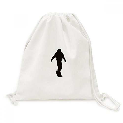 Toile drawstring backpack sport imprimé skateboard noir sac à dos cordon léger pour voyage