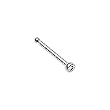 FreshTrends 1.5mm Sparkle Stainless Steel Nose Ring Bone 20G