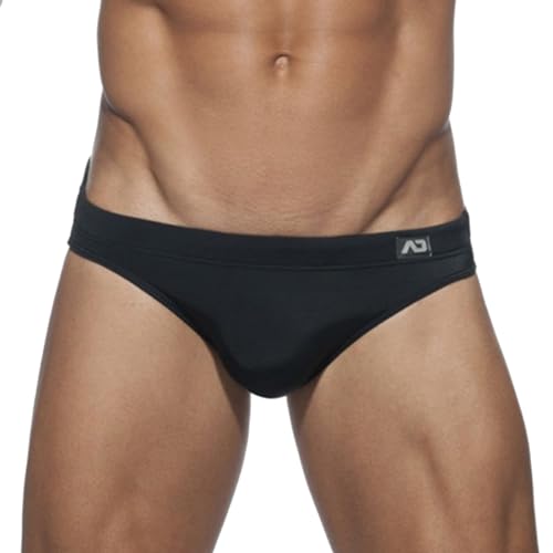 Traje de baño para hombre, estampado de piscina, retro, de secado rápido, parte inferior de bikini sólido, para hombre, vintage, ropa de playa, Negro, L