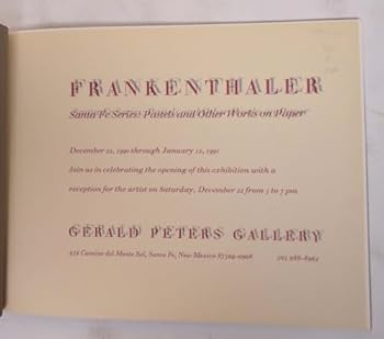 Paperback Frankenthaler: Santa Fe series : pastels and other works on paper [Unknown] Book