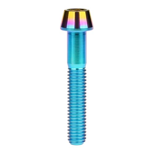 Image of Titanium Ti Bolt M5x9 16 18 20 25 30 35 40 45 50 55 60mm Tapered Head Screws Pack of 4 (M5x35mm, Iridescent Blue)