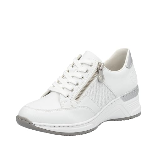 Rieker Frühjahr/Sommer, Women’s Low-Top Sneakers, White (Weiss/Weiss-Silber/Argento/ 80 80), 6.5 UK (40 EU)